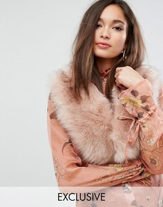 Розовый воротник оверсайз из искусственного меха My Accessories - Розовый