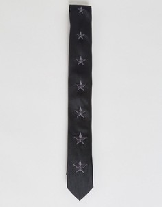 Узкий галстук с принтом звезд ASOS - Черный