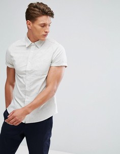 Оксфордская приталенная рубашка с короткими рукавами Burton Menswear - Бежевый