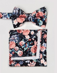 Галстук и платок для нагрудного кармана с цветочным принтом ASOS - Мульти