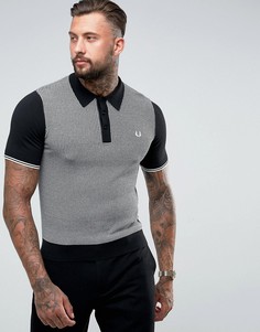 Черная вязаная футболка-поло Fred Perry - Черный