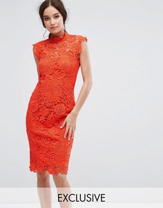 Кружевное платье-футляр с высоким воротом Paper Dolls - Оранжевый