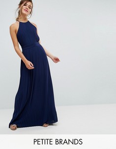 Плиссированное платье макси с высоким воротом TFNC Petite WEDDING - Темно-синий