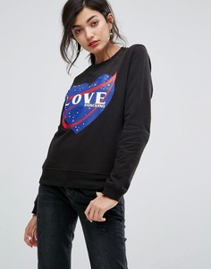 Свитер с логотипом Nasa и надписью Love Love Moschino - Черный