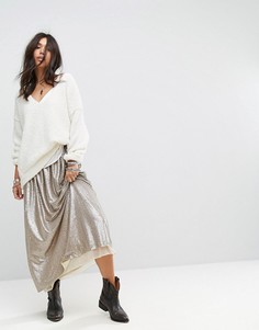Юбка макси с отделкой пайетками Free People Flashing Lights - Золотой