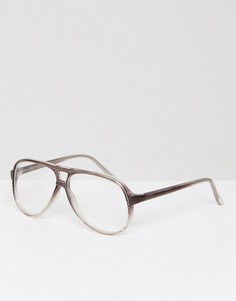 Коричневые очки-авиаторы с прозрачными стеклами Reclaimed Vintage Inspired - Коричневый