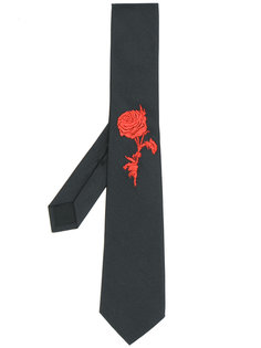 галстук с вышитой розой Alexander McQueen