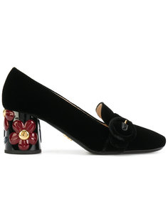 flower heel loafers Prada