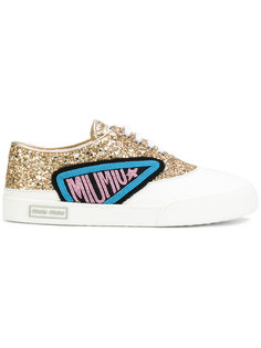 glitter embroidered sneakers Miu Miu