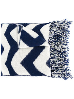 zigzag pattern fringed scarf Mp  Massimo Piombo