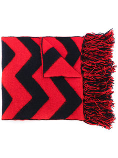 zigzag pattern fringed scarf Mp  Massimo Piombo
