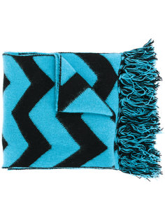 zigzag pattern fringed scarf Mp  Massimo Piombo