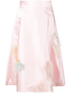 юбка с завышенной талией с перьями Miu Miu
