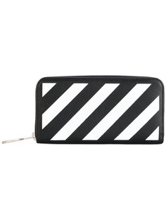 diagonal stripe zip around wallet Off-White
