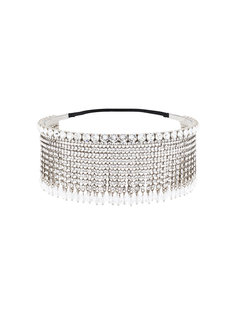 crystal embellished fringed headband Miu Miu