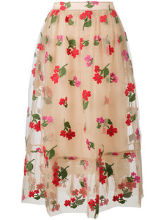 юбка из тюля с цветочной вышивкой Simone Rocha