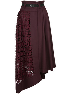 asymmetric lace panel skirt Aula