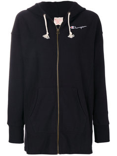 embroidered logo zip up hoodie  Champion