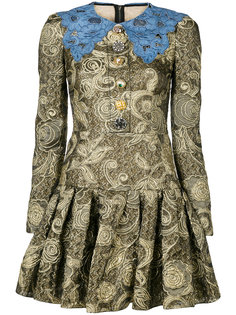 жаккардовое платье со складками Dolce & Gabbana