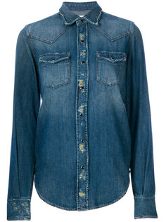 джинсовая рубашка с рваными деталями Saint Laurent