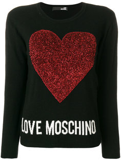 свитер с вышитым логотипом  Love Moschino