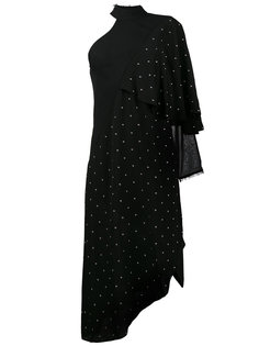 асимметричное платье с заклепками и одним рукавом  Kitx