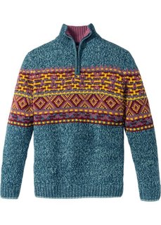 Пуловер Regular Fit (сине-зеленый) Bonprix