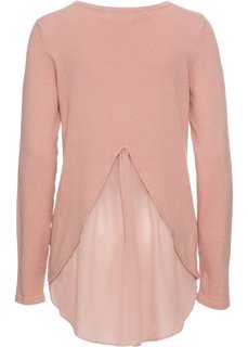Пуловер с вставкой в виде блузки (розовый) Bonprix