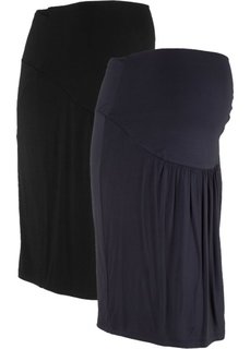 Мода для беременных: трикотажная юбка (2 шт.) (черный + темно-синий) Bonprix