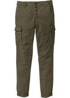 Эластичные брюки-карго Slim Fit Straight (темно-оливковый) Bonprix