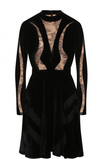 Бархатное платье с кружевными вставками Elie Saab