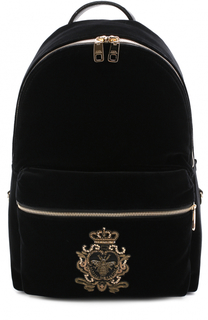 Текстильный рюкзак с кожаной отделкой и вышивкой канителью Dolce &amp; Gabbana