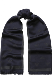 Шерстяной шарф с необработанным краем Emporio Armani
