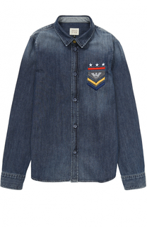 Джинсовая рубашка с потертостями Armani Junior