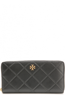 Кожаный кошелек на молнии с логотипом бренда Tory Burch