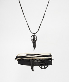 Комплект из ожерелья и браслета с пацификом и пером ASOS - Черный