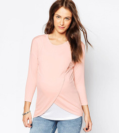 Топ для кормления с запахом и рукавами 3/4 ASOS Maternity - Розовый