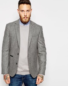 Приталенный твидовый пиджак ASOS - Серый