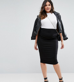 Трикотажная юбка-карандаш миди ASOS CURVE - Черный