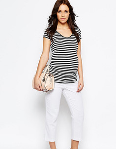 Льняные суженные книзу брюки для беременных ASOS Maternity - Темно-синий