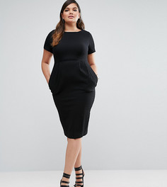 Облегающее фактурное платье миди ASOS CURVE - Черный