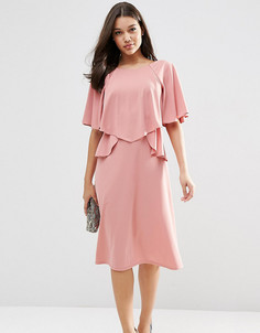 Пышное платье миди с рюшами ASOS TALL - Красный