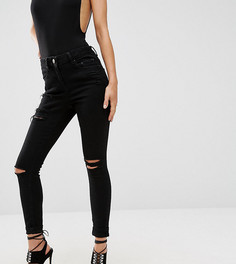 Черные джинсы скинни с прорехами на бедрах и коленях ASOS PETITE Ridley - Черный