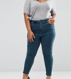 Зауженные выбеленные джинсы с завышенной талией ASOS CURVE Ridley - Синий