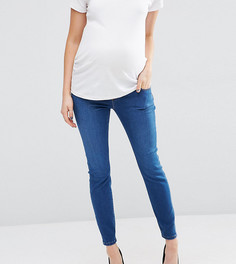 Выбеленные джинсы скинни с посадкой под животом ASOS Maternity Ridley - Синий