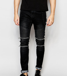 Байкерские джинсы скинни черного цвета Liquor N Poker - Черный