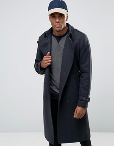 Серое меланжевое двубортное пальто из шерстяной смеси ASOS - Серый