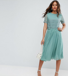 Платье миди для выпускного с кружевным кроп‑топом ASOS TALL SALON - Зеленый