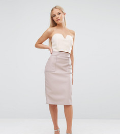 Полиуретановая юбка с карманами ASOS PETITE - Розовый