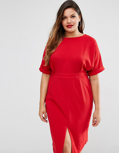 Платье с разрезом спереди ASOS CURVE - Красный